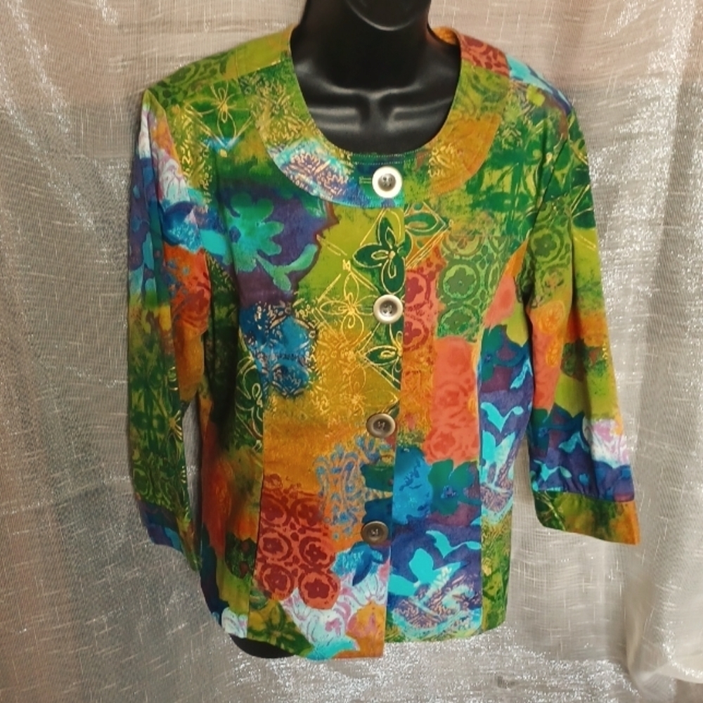 Coldwater Creek multi colored lined jacket size 10